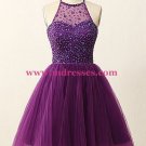 A-Line Short Sequins Purple Prom Evening Bridesmaid Cocktail Homecoming Dresses 88
