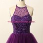 A-Line Short Sequins Purple Prom Evening Bridesmaid Cocktail Homecoming Dresses 88