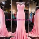 Beaded Long Pink See Through Prom Evening Formal Dresses 94
