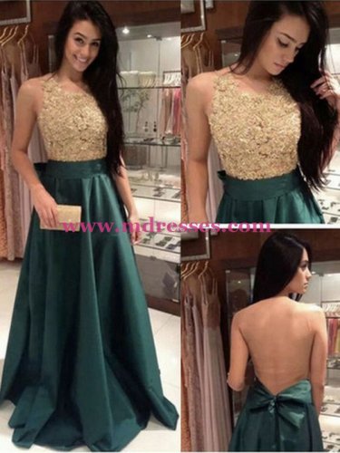 A-Line Lace See Through Back Long Prom Evening Formal Dresses 99