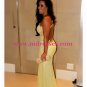 One Sleeve Long Yellow Lace Appliques See Through Prom Evening Formal Dresses 100