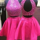 Two Pieces Sequins Short Hot Pink Prom Evening Homecoming Cocktail Dresses 119 Two Pieces Sequins Short Hot Pink Prom Evening Homecoming Cocktail Dresses 119