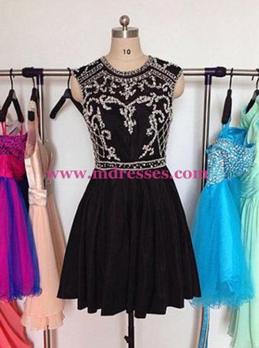 Beaded Short Black Prom Evening Homecoming Cocktail Dresses 122