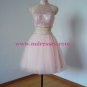 Beaded Two Pieces Short Pink Prom Evening Homecoming Cocktail Dresses 123