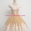 Cap-Sleeves Short Lace Appliques Tulle Prom Evening Homecoming Cocktail Dresses 130