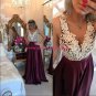 A-Line Straps Sleeveless See Through Back Lace Long Prom Evening Formal Dresses 131