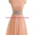 Short Pink Beaded Sleeveless Bridesmaid Prom Dresses Evening Gowns 132
