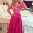 Long Sleeves Beaded Lace Chiffon Long Prom Evening Formal Dresses 135 Long Sleeves Beaded Lace Chiffon Long Prom Evening Formal Dresses 135