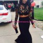 Black Two Pieces Long Sleeves Lace Top Long Prom Evening Formal Dresses 137