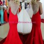 Trumpet/Mermaid Beaded Long Red Prom Dresses Evening Gowns 140