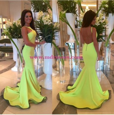 Trumpet/Mermaid Backless Long Prom Evening Formal Dresses 155