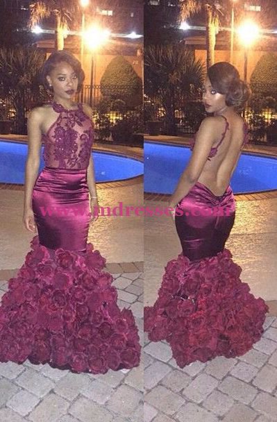 Sexy Long Purple Backless Lace Top Mermaid Prom Evening Formal Dresses 163