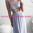Two Pieces Lace See Through Top Chiffon Prom Evening Formal Dresses 165