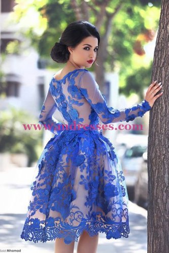 Blue Short Knee-Length Homecoming Prom Evening Formal Dresses 171