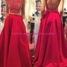 Two Pieces Off-the-Shoulder Red Beaded Long Prom Evening Formal Dresses 175 Two Pieces Off-the-Shoulder Red Beaded Long Prom Evening Formal Dresses 175