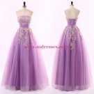 A-Line Strapless Lilac Long Prom Evening Formal Dresses 187
