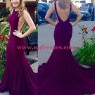 Sexy Low V-Back Mermaid Long Prom Dresses Evening Gowns 199