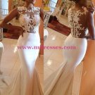Mermaid Lace Appliques See Through Long Prom Dresses Evening Gowns 200