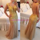 God Lace Appliques See Through Back Long Prom Dresses Evening Gowns 201