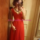 V-Neck Straps Sleeveless Long Red Chiffon Bridesmaid Prom Dresses Evening Gowns 205 V-Neck Straps Sleeveless Long Red Chiffon Bridesmaid Prom Dresses Evening Gowns 205