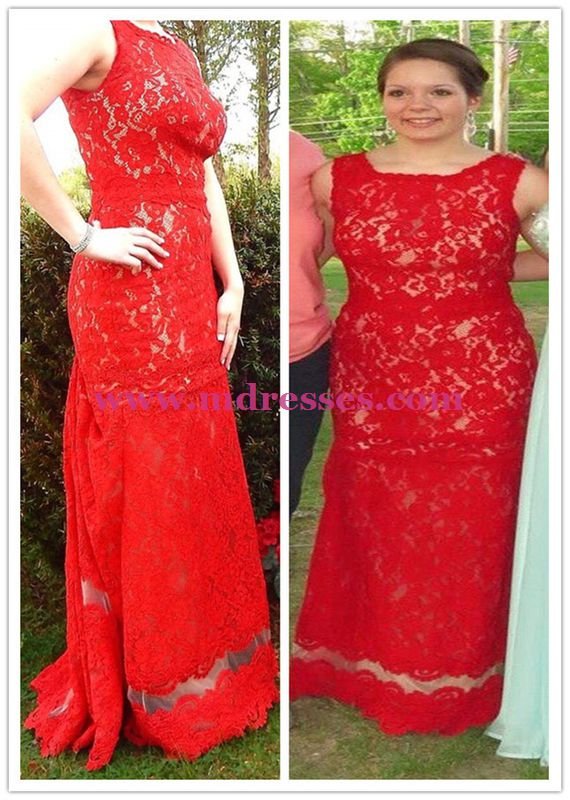 Long Red Lace Prom Dresses Evening Gowns 215