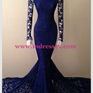 Long Sleeves High Neck Lace Mermaid Prom Dresses Evening Gowns 218