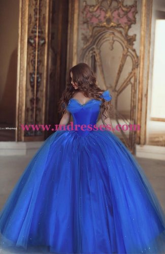 Ball Gown Off-the-Shoulder Blue Prom Dresses Evening Gowns 224