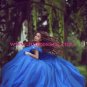 Ball Gown Off-the-Shoulder Blue Prom Dresses Evening Gowns 224