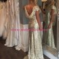 Gold Sequins Long Bridesmaid Prom Dresses Evening Gowns 226