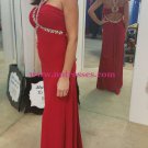 Sheath Beaded Long Red Chiffon Prom Dresses Evening Gowns 229 Sheath Beaded Long Red Chiffon Prom Dresses Evening Gowns 229