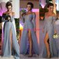 Grey Lace Long Sleeves Off-the-Shoulder Split Long Prom Dresses Evening Gowns 235