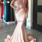 Sexy Mermaid Pink Lace Long Prom Evening Formal Dresses L098