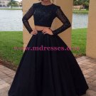 Long Sleeves Two Pieces Black Prom Dresses Party Evening Gowns 246 Long Sleeves Two Pieces Black Prom Dresses Party Evening Gowns 246