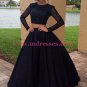 Long Sleeves Two Pieces Black Prom Dresses Party Evening Gowns 246