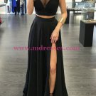 Sexy Black Two Pieces Prom Dresses Party Evening Gowns 253