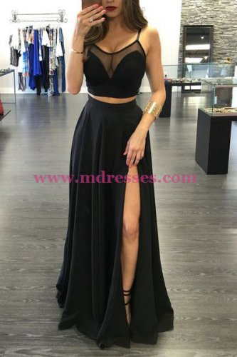 Sexy Black Two Pieces Prom Dresses Party Evening Gowns 253