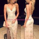 Sexy Lace V-Neck Side Slit Backless Prom Dresses Party Evening Gowns 254