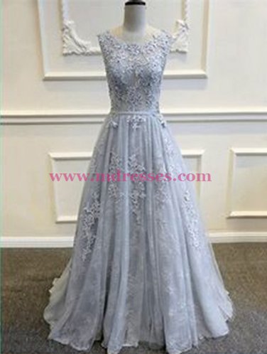 A-Line Lace Long Prom Dresses Party Evening Gowns 256