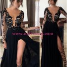 Long Black Lace Chiffon Prom Dresses Party Evening Gowns 257 Long Black Lace Chiffon Prom Dresses Party Evening Gowns 257