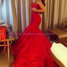 Mermaid Sweetheart Long Red Prom Dresses Party Evening Gowns 258