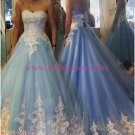 Long Blue Lace Prom Dresses Party Evening Gowns 265