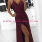 Sexy Side Slit V-Neck Long Prom Dresses Party Evening Gowns 266