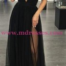 Sexy Long Black V-Neck Prom Dresses Party Evening Gowns 267