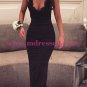Long Black V-Neck Prom Dresses Party Evening Gowns 269