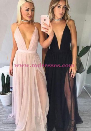 Sexy Low V-Neck Long Prom Dresses Party Evening Gowns 275