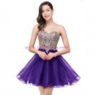 A-Line Sweetheart Gold Lace Appliques Short Prom Dresses Party Evening Gowns 284