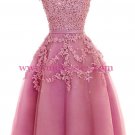 A-Line Illusion Neckline Lace Short Prom Dresses Party Evening Gowns 286 A-Line Illusion Neckline Lace Short Prom Dresses Party Evening Gowns 286