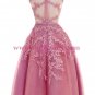 A-Line Illusion Neckline Lace Short Prom Dresses Party Evening Gowns 286