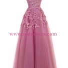 A-Line Illusion Neckline Lace Long Prom Dresses Party Evening Gowns 287 A-Line Illusion Neckline Lace Long Prom Dresses Party Evening Gowns 287