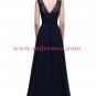 A-Line Lace Chiffon Long Navy Prom Dresses Party Evening Gowns 288
